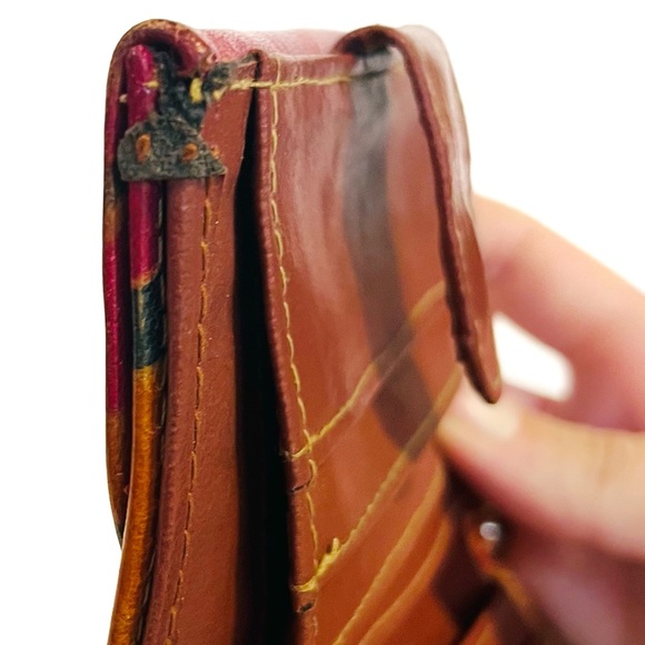 Vintage 1993 MTC India Hand Painted Leather Wallet Multicolour Coin Purse Red - Picture 14 of 16